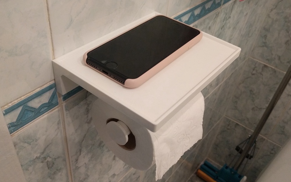 Duvar Tipi Raflı Tuvalet Kâğıdı Tutucusu (Telefon Rafı)