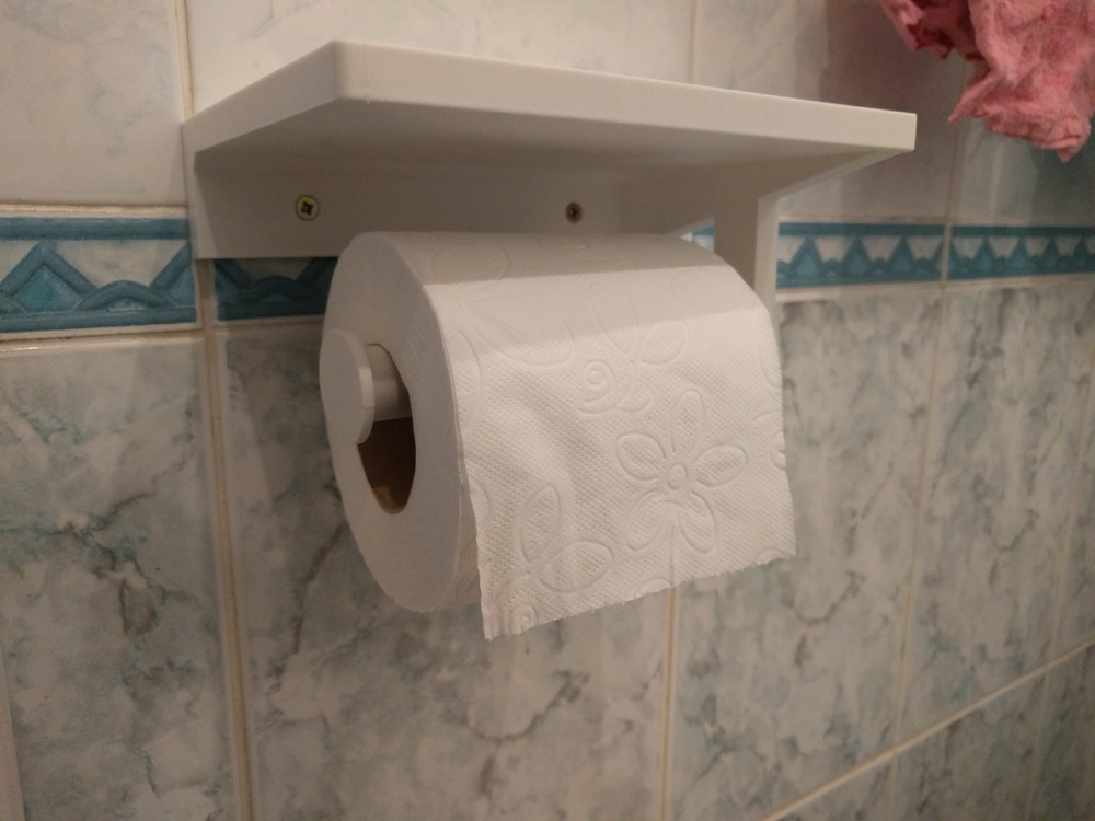 Duvar Tipi Raflı Tuvalet Kâğıdı Tutucusu (Telefon Rafı) görsel 3