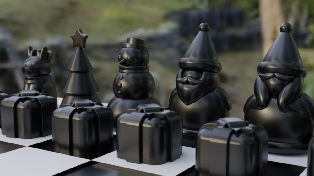 Yılbaşı Temalı Satranç Takımı (Noel Baba, Kardan Adam, Ren Geyiği, Hediye Paketi; Tahta ve Kapak Dahil) görsel 3