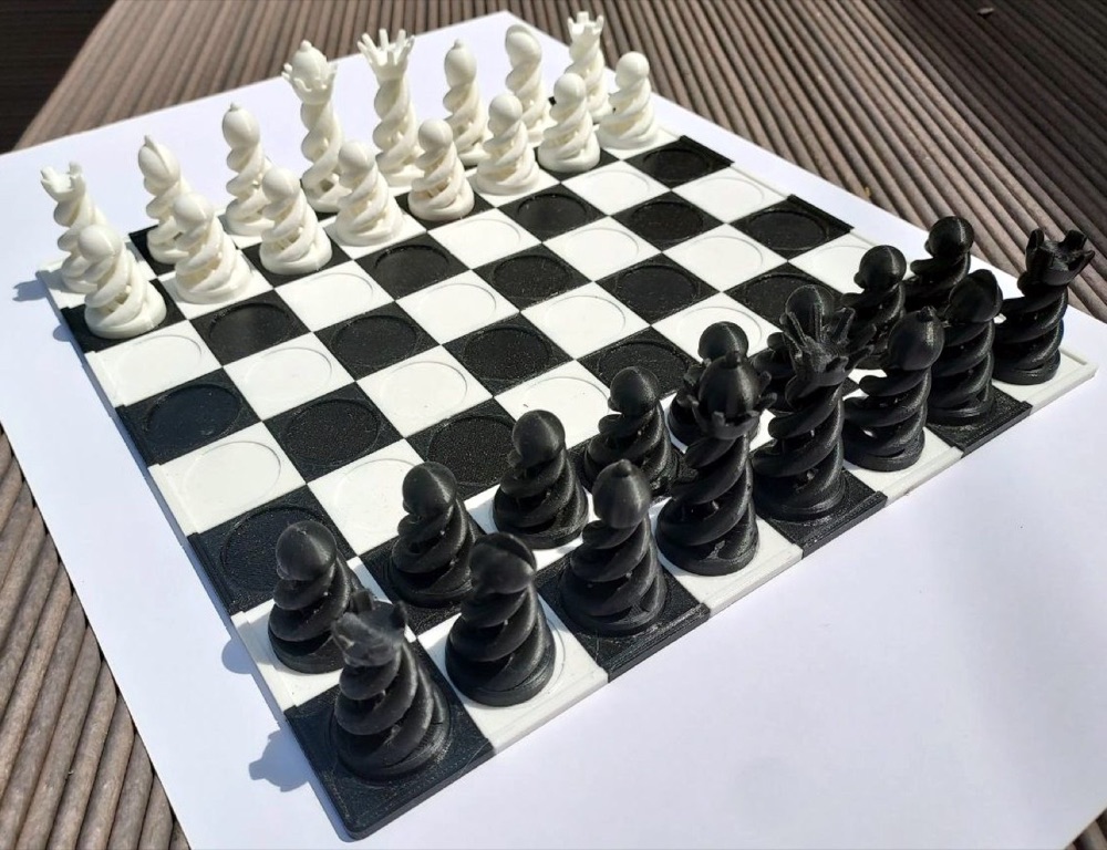 Spiral Satranç Taşı Takımı (Burgulu Biçimli, Şah 60 mm, Montaj Gerektirmez) görsel 2