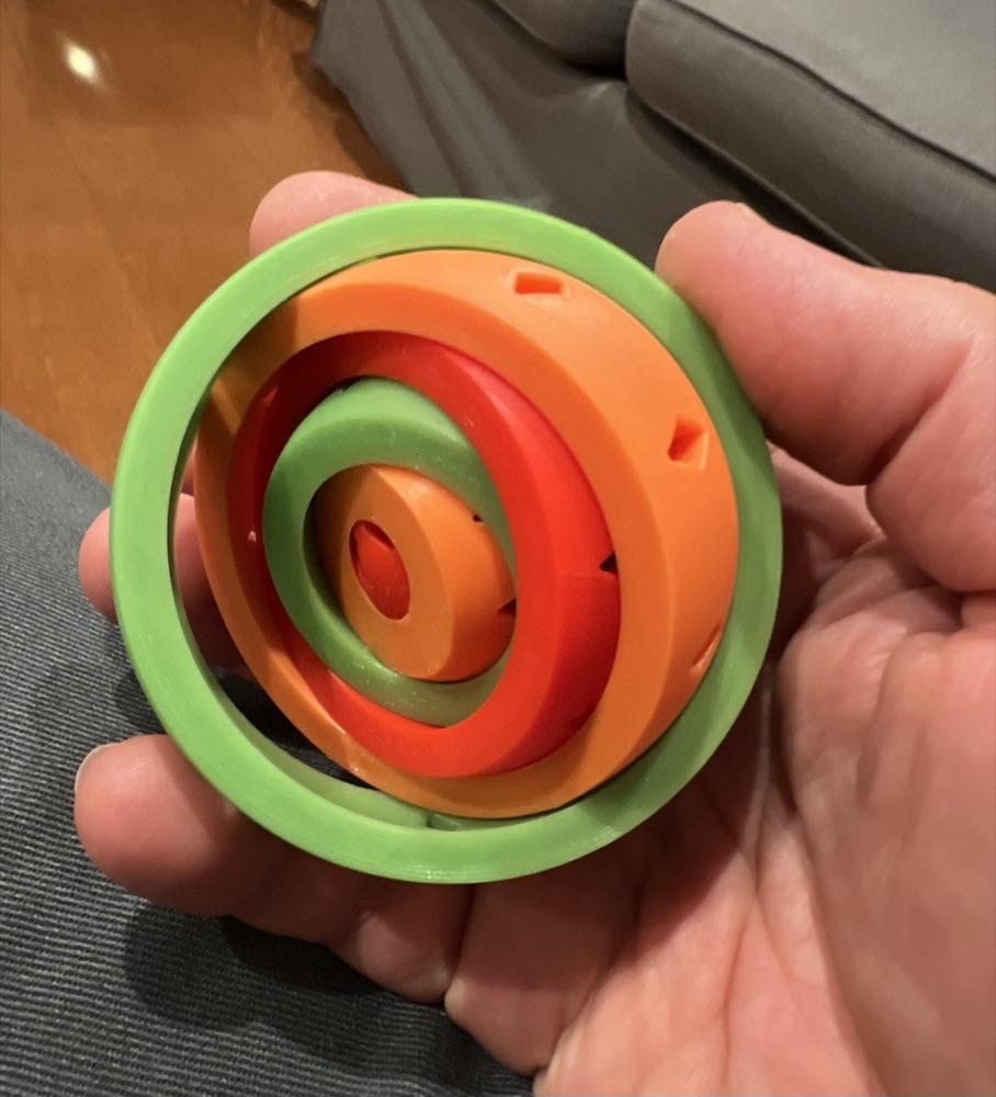 Elmas Oyuklu Altı Halkalı Dönen Fidget (İç İçe Halkalar, 70 mm) görsel 2
