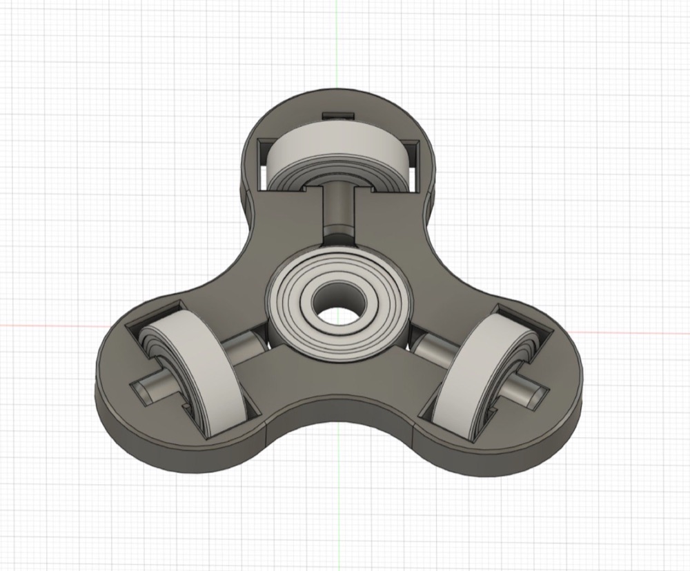 Dikey Rulmanlı Üç Kollu Fidget (4 Adet 608 Rulman İçin) görsel 3