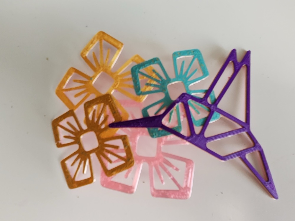 Geometrik Sinekkuşu ve Çiçek Saç Tokası (Saç Çubuklu) görsel 2
