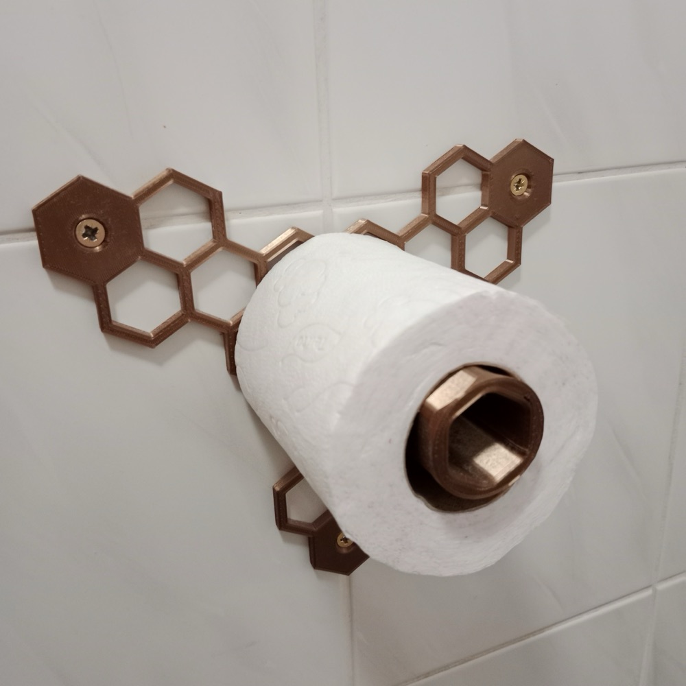Petek Desenli Duvar Tuvalet Kâğıdı Tutucusu (Bakır Görünümlü)