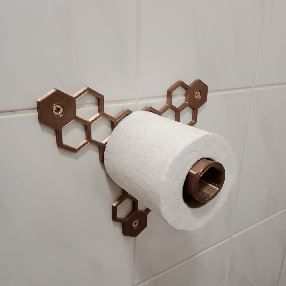 Petek Desenli Duvar Tuvalet Kâğıdı Tutucusu (Bakır Görünümlü) görsel 2