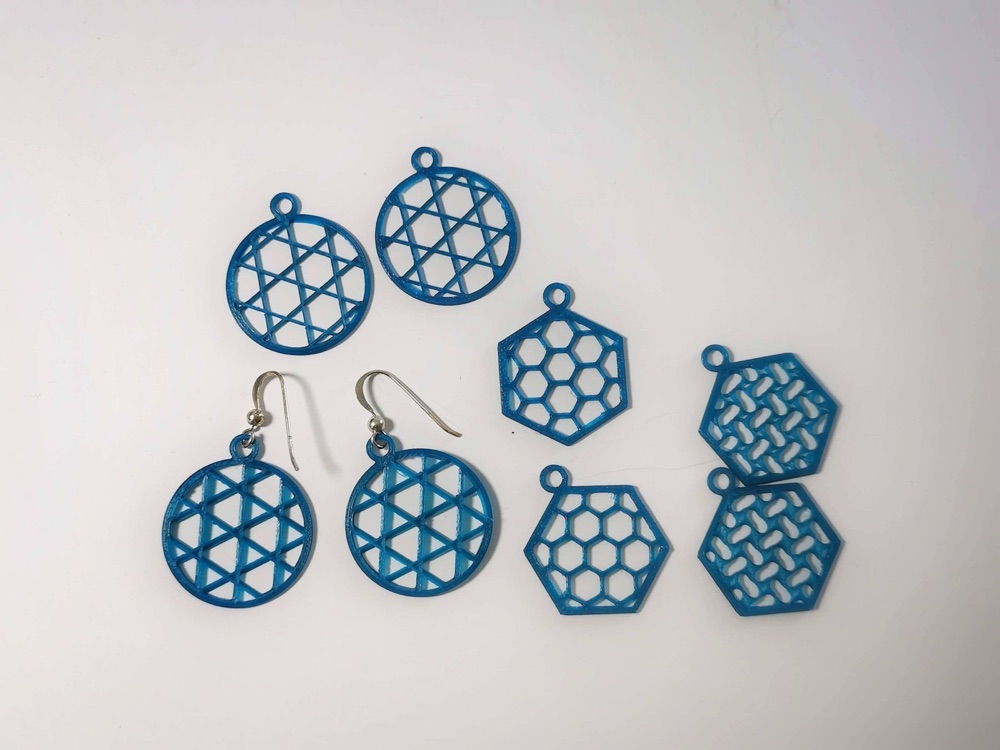 Petek Desenli Geometrik Küpe (Daire ve Altıgen Modelleri)