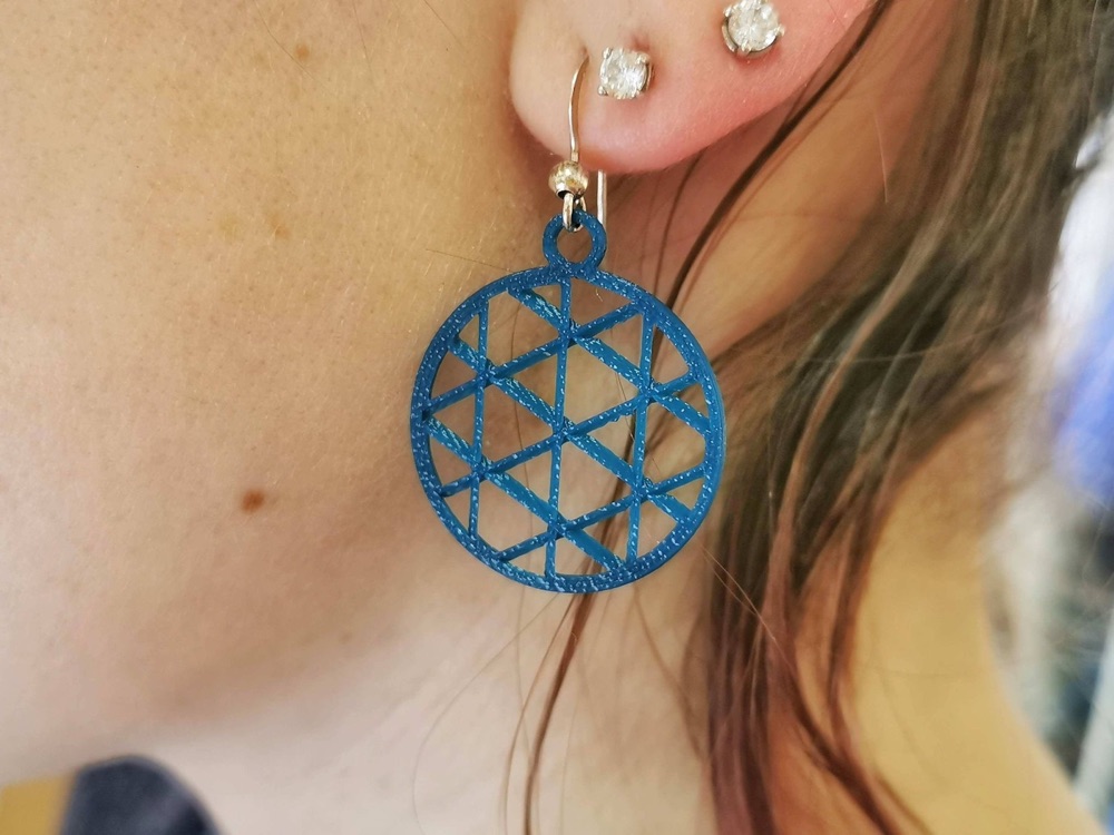 Petek Desenli Geometrik Küpe (Daire ve Altıgen Modelleri) görsel 2