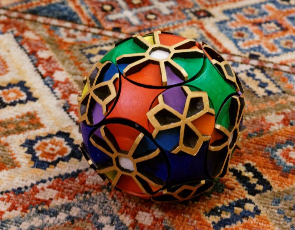 Arabesk Desenli Fidget Küre (Altı Yüzü ve Sekiz Köşesi Aynı Yöne Dönen) görsel 2