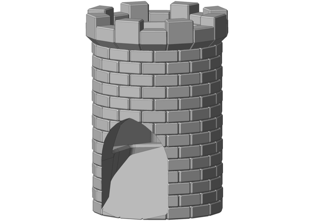 Minik Kale Zar Kulesi (66 mm Yüksekliğinde, Tuğla Desenli, Burçlu) görsel 2