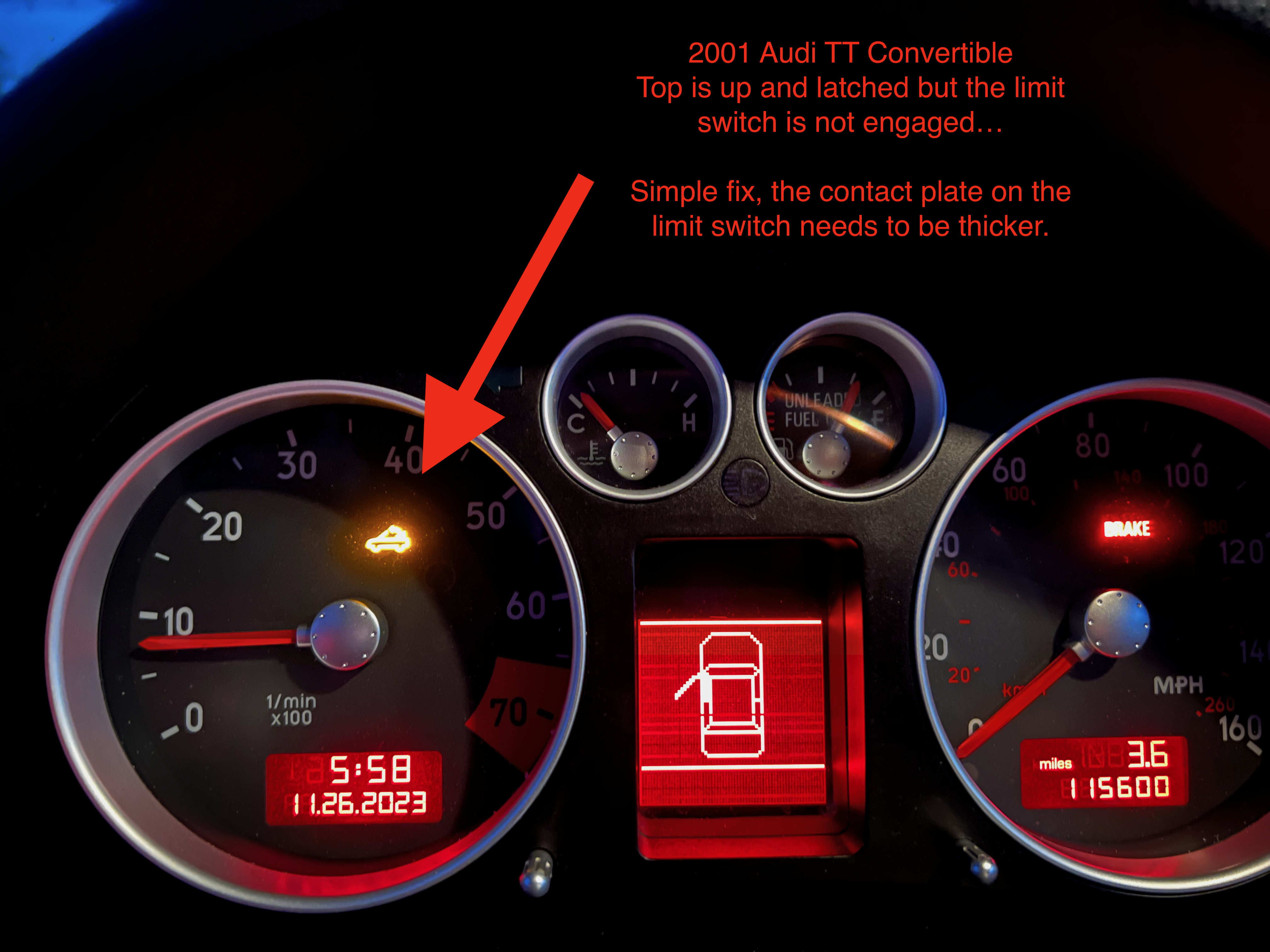 Audi TT Roadster Üstü Açılır Tavan Mikro Switch Onarım Parçası görsel 4
