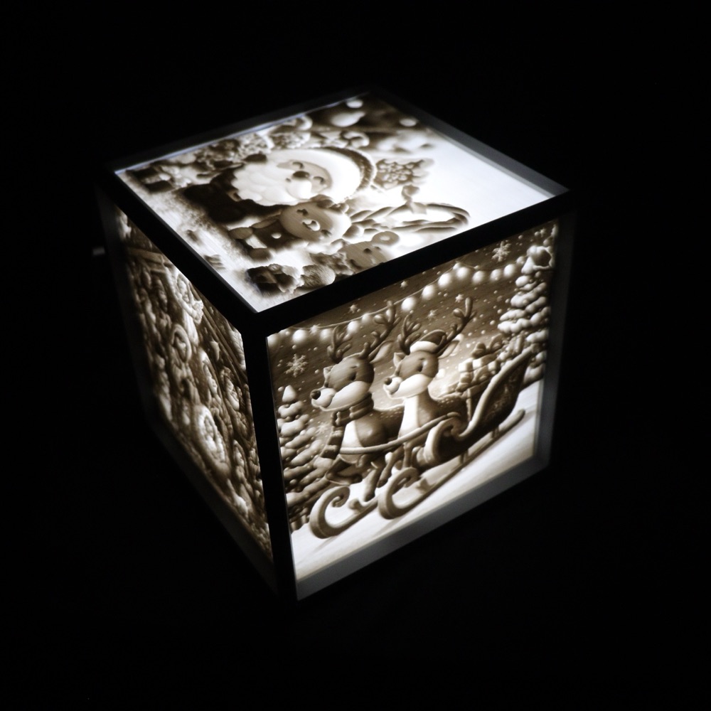Noel Litofan Işık Küpü (Kapaklı, 120 mm) görsel 2