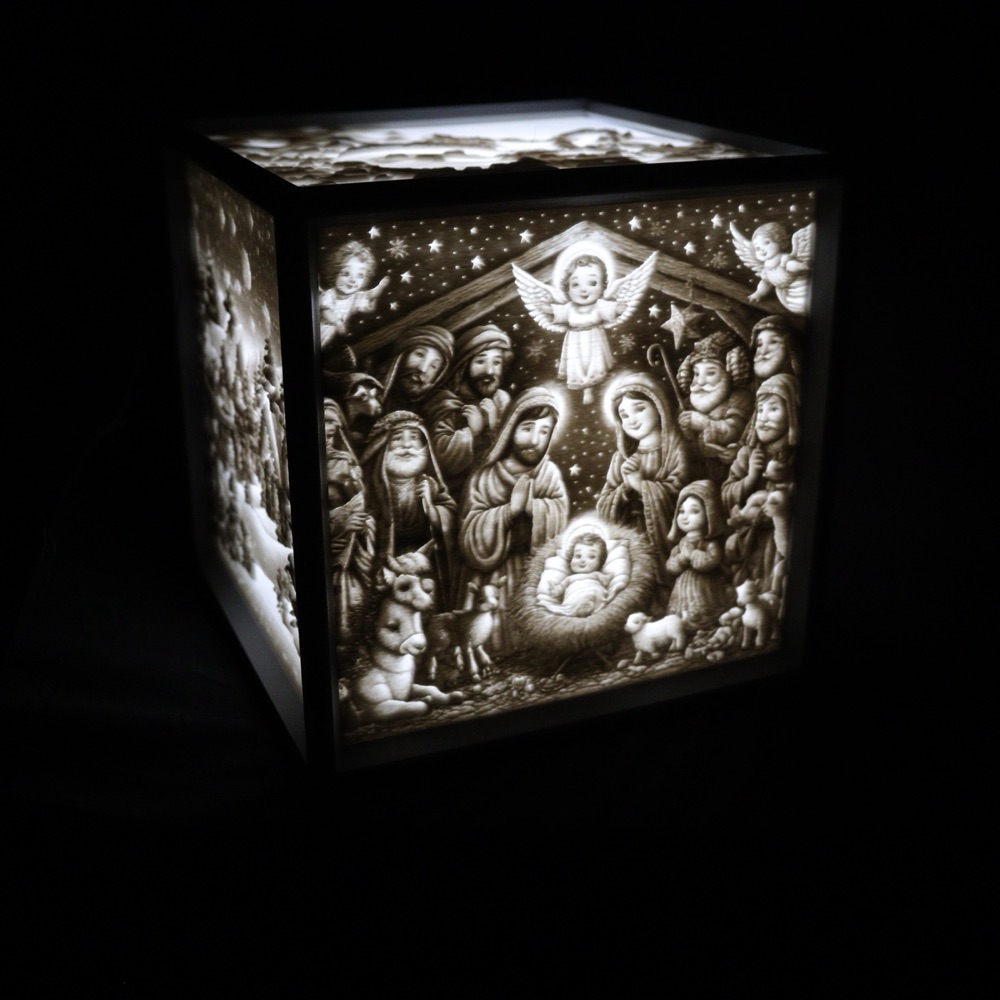 Noel Litofan Işık Küpü (Kapaklı, 120 mm) görsel 3