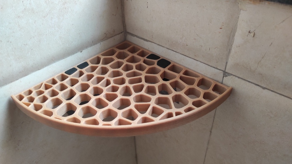 Voronoi Desenli Çeyrek Daire Köşe Rafı (İki Bağlantı Parçalı)