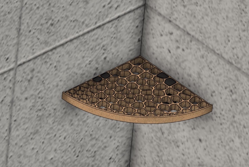 Voronoi Desenli Çeyrek Daire Köşe Rafı (İki Bağlantı Parçalı) görsel 2