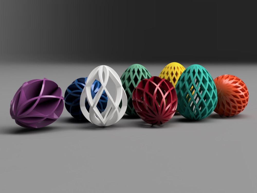 Geometrik Çapraz Kaburgalı Paskalya Yumurtaları (8 Model, Altlıklı)