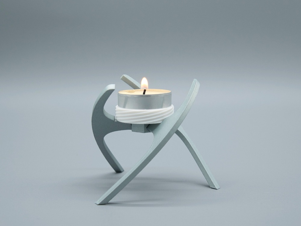 Modern Üç Ayaklı Çay Mumu Tutacağı (Spiral Halkalı) görsel 2
