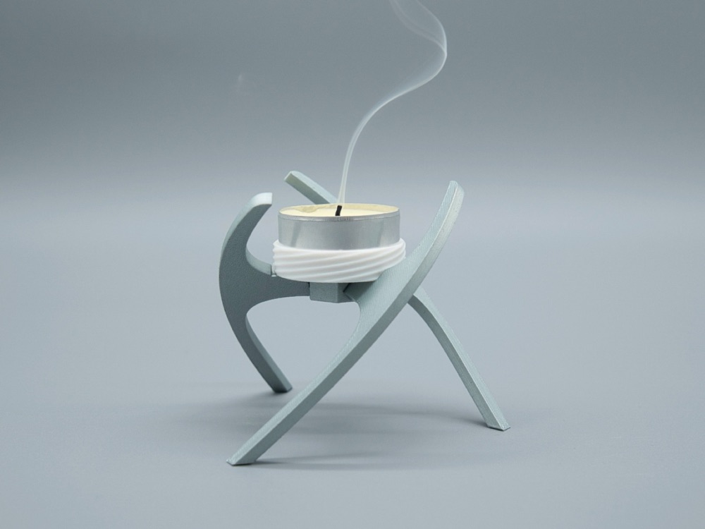 Modern Üç Ayaklı Çay Mumu Tutacağı (Spiral Halkalı) görsel 3