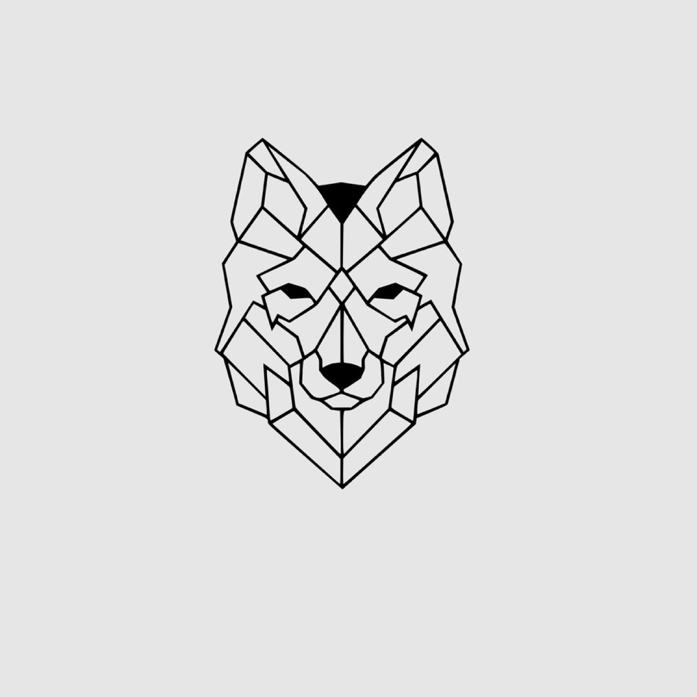 Geometrik Kurt Başı Duvar Dekoru (Low Poly Siluet)