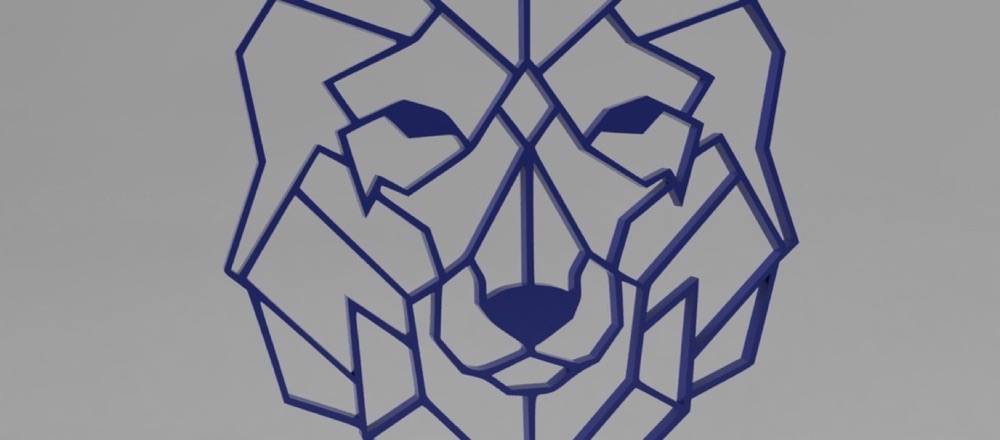 Geometrik Kurt Başı Duvar Dekoru (Low Poly Siluet) görsel 2