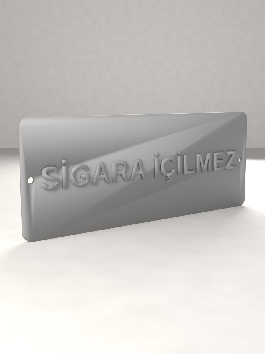 Sigara İçilmez Tabelası (200 × 80 mm, Kabartma Yazılı, Montaj Delikli) görsel 2