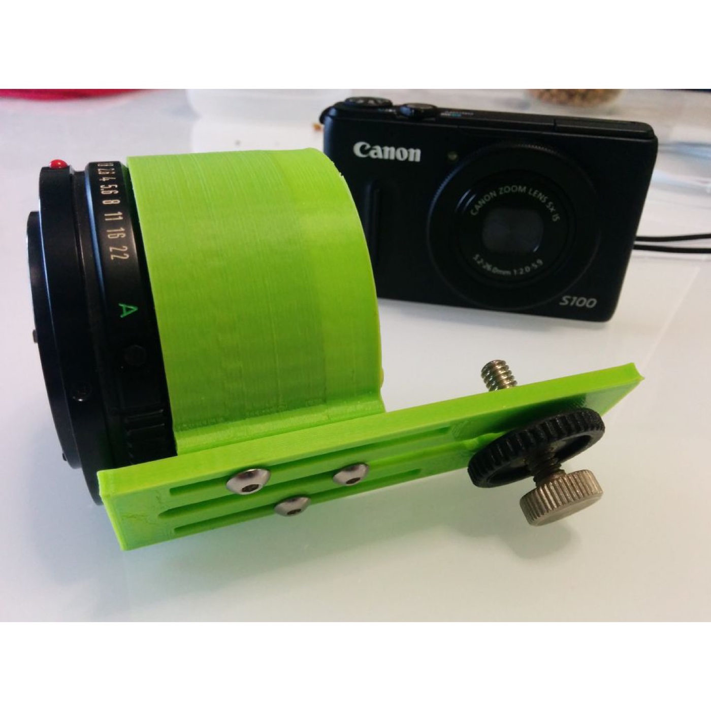 Canon PowerShot S100 ve FD 50mm Lens için Makro Rig Braketi