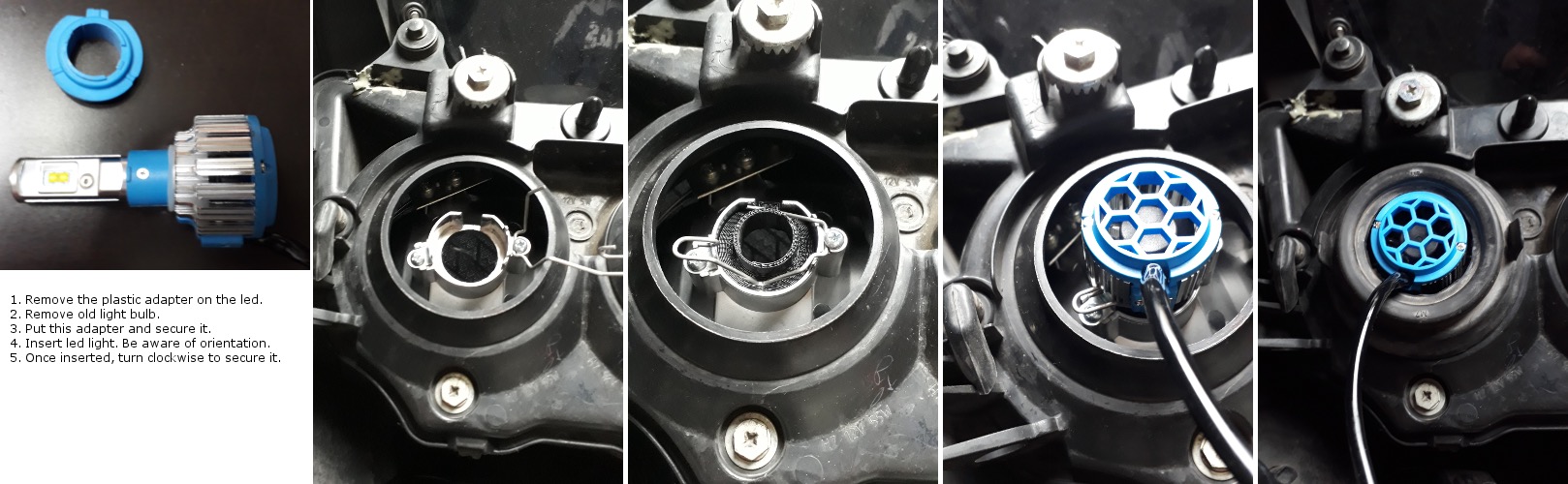 Kawasaki KLR650 H7 LED Far Ampulu Adaptoru görsel 2