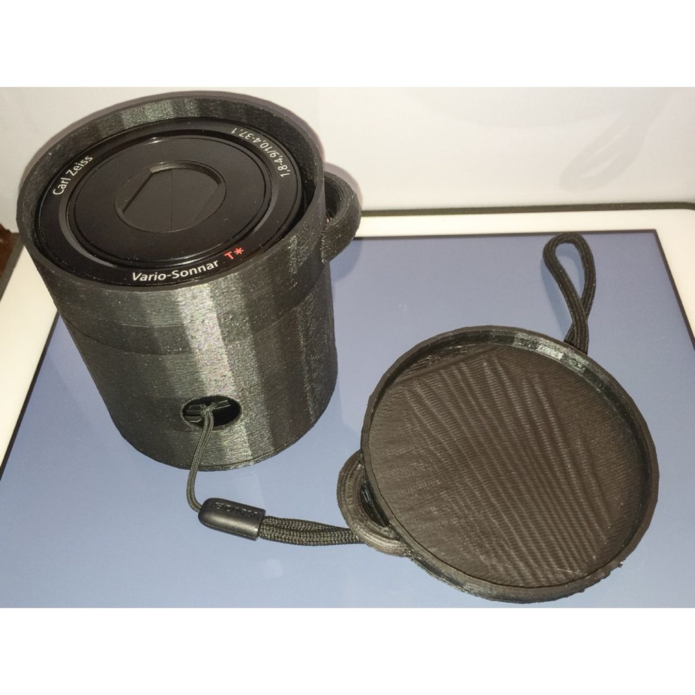 Sony QX100 Lens-Kamera için Kapaklı Saklama Kutusu (Bilek Askısı Geçişli)