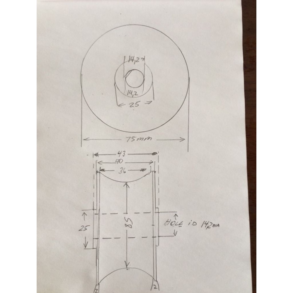 Yelken Halatı İçin Makara Tekeri (75x40mm) görsel 2