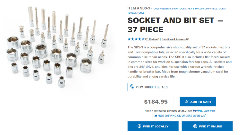 Bisiklet Tamir Çekmece Düzenleyicisi (Park Tool SBS-3 3/8" 37 Parça Lokma Takımı Uyumlu) görsel 2