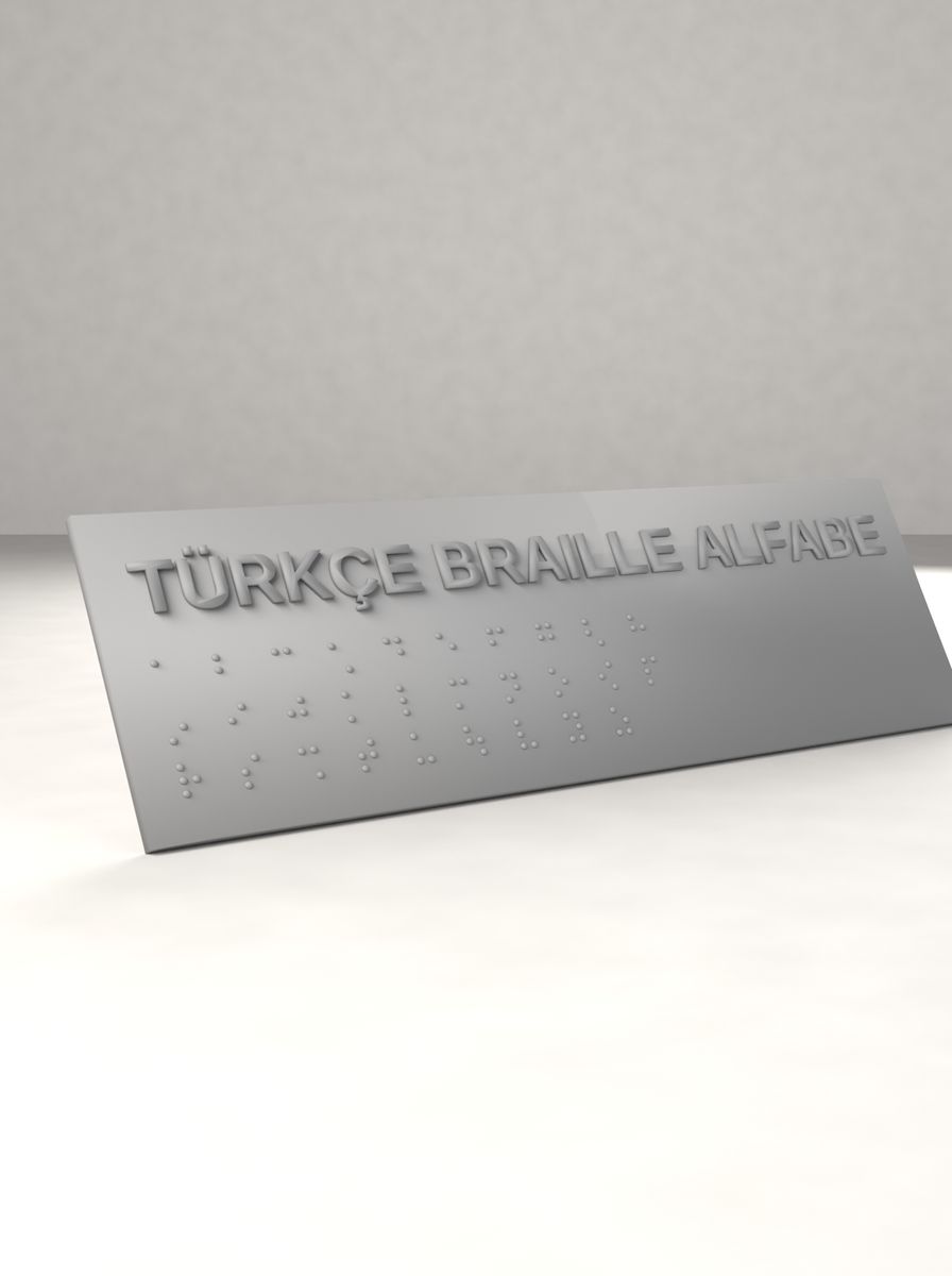 Türkçe Braille Alfabe Plakası (206 × 64 mm, Kabartma Noktalı) görsel 2