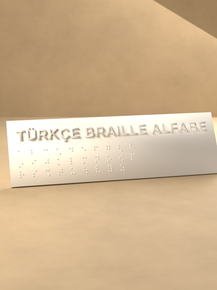 Türkçe Braille Alfabe Plakası (206 × 64 mm, Kabartma Noktalı) görsel 3