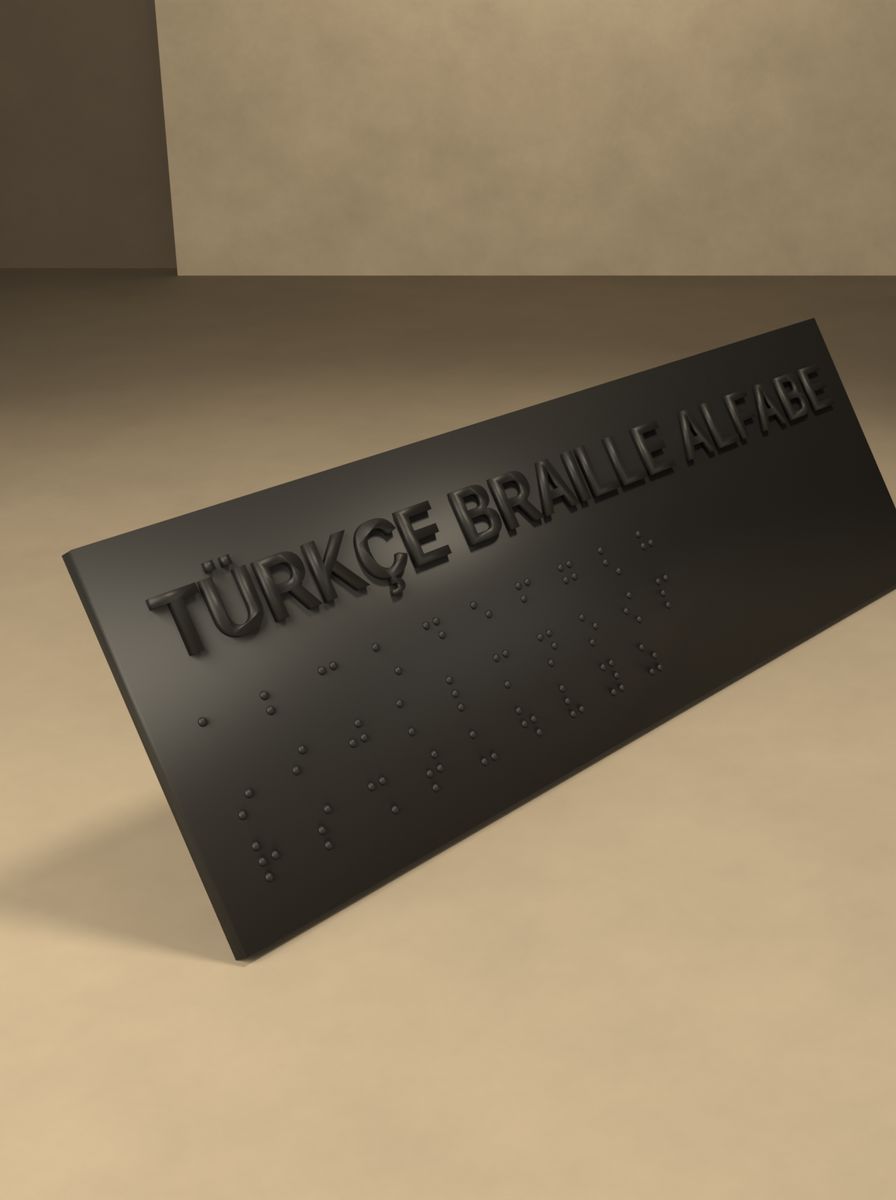 Türkçe Braille Alfabe Plakası (206 × 64 mm, Kabartma Noktalı) görsel 4