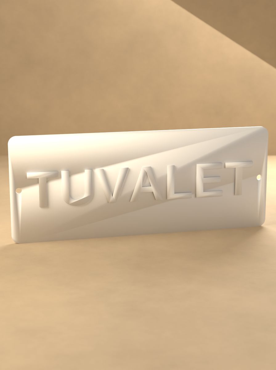 Tuvalet Tabelası (200 × 80 mm, Kabartma Yazılı, Montaj Delikli) görsel 3